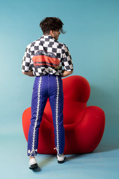 Vintage Jean Paul Gaultier Junior blue laced trousers